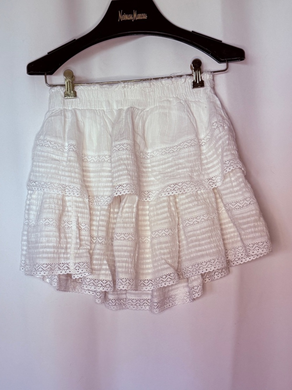 Aerie Rick N’ Ruffle White Tiered Lace Skater Skirt